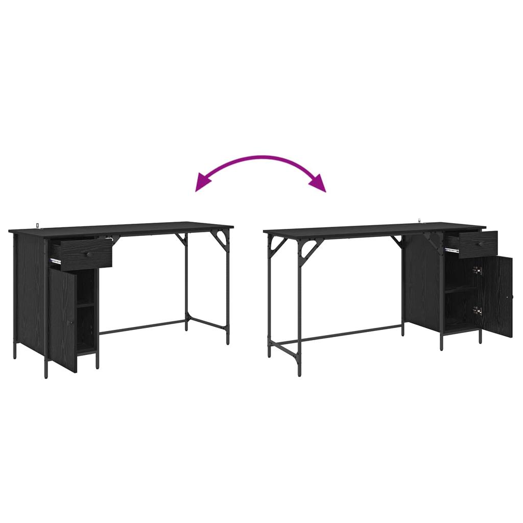 Computer Desk Black Oak Effect 131 x 48 x 75 cm