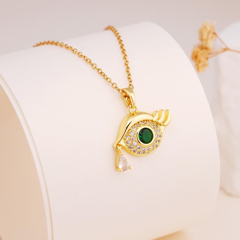 Fashion Luxury Zircon Evil Eye Pendant Necklaces for Women Men Trendy Stainless Steel Chain Collar Accessories Jewelry Gifts