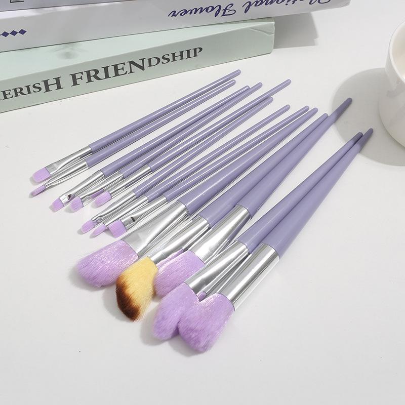 

13-Pc Evergreen Makeup Brush Set: Portable Brush Kit with Pouch - Soft Bristles for Blush & Eyeshadow фіолетовий