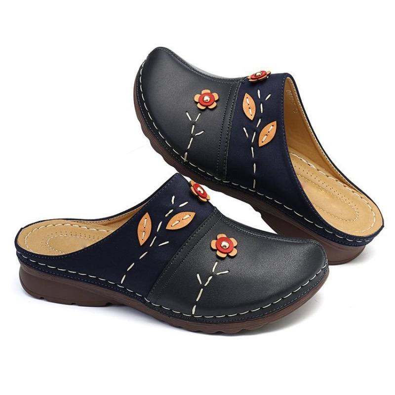 

Summer new women s shoes large size hollow women s sandals flower wedge heel women s cool slippers 43 темно-синий