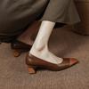 Mixed Color Office Lady Shoes Woman Pumps 2024 New Spring Summer Genuine Leather Square Toe Mature Concise Working Shoes Basic