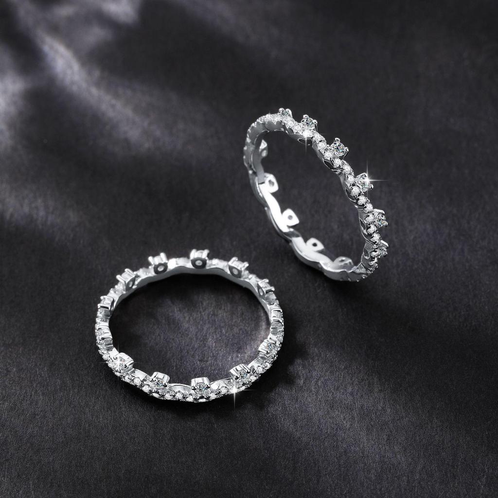 Elegant Moissanite Lace Ring: Stackable 925 Silver, Fashionable and High-End Women's Accessory