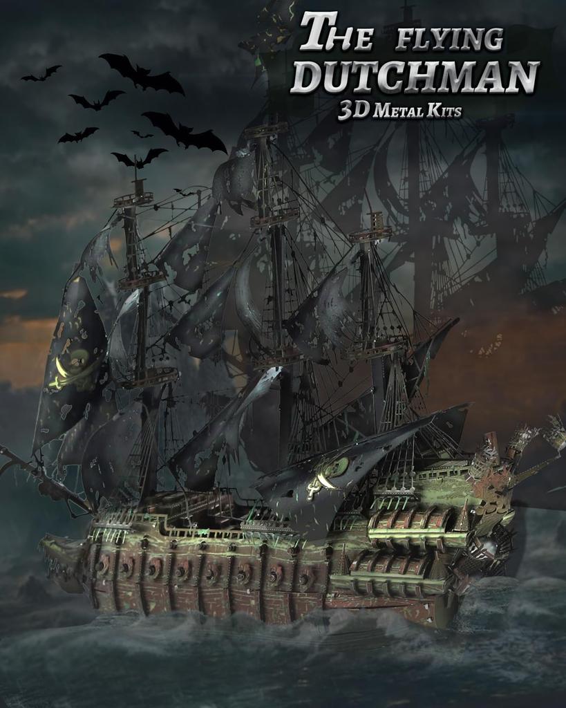 Piececool 3D Flying Dutchman Sailing Ship Pirate Metallic Nano 3D Metal Metal Ship Assembly No Glue For Intermediate and Ornament Puzzle, Ship,