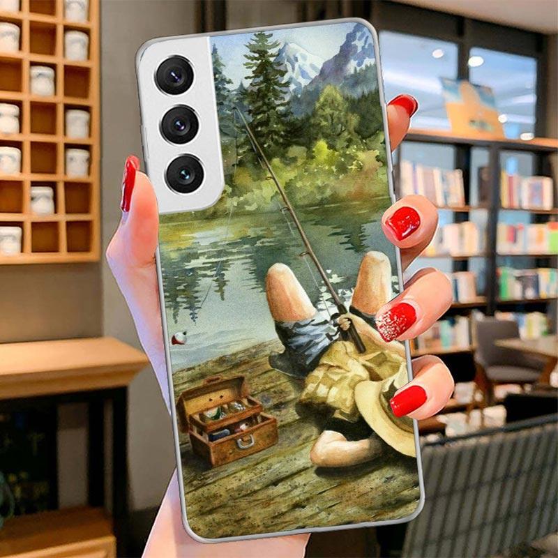 Offshore Angling Fishing Fish Rod Cover Phone Case For Samsung Galaxy S26 S25 Edge S24 Ultra S23 S22 Plus S21 S20 FE Soft Fundas