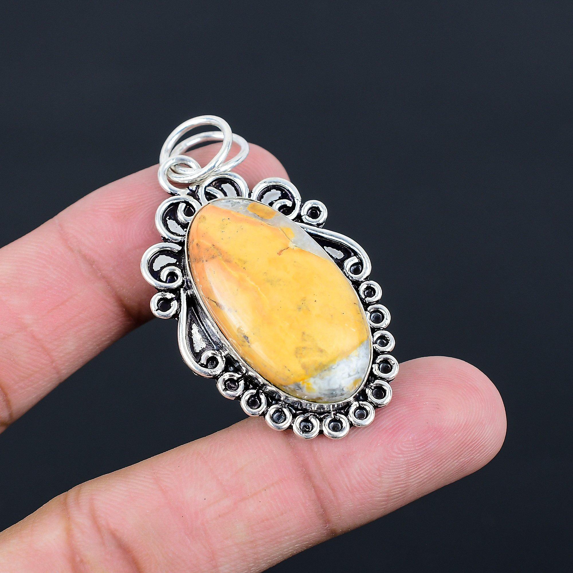 Oval Maligano Jasper Gemstone Wedding Bezel Pendant Jewelry 925 Sterling Silver