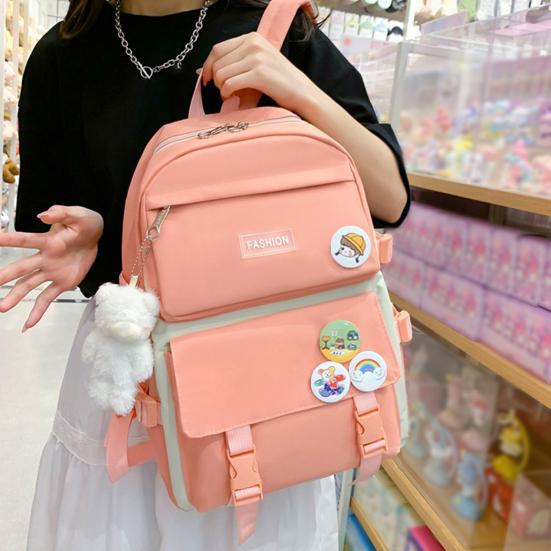 4 Pcs/Set Student Backpack Set Includes Crossbody Bag Pencil Case And Tutoring Bag Large Capacity