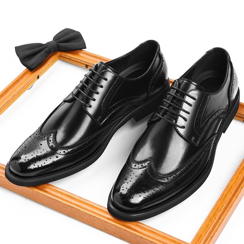 Designer New Men's Pointed Lace Up Brown Pu Leather Wedding Oxford Brogues Shoes Male Formal Dress Footwear Zapatos Hombre