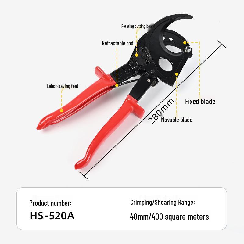 Ratchet Cable Cutter for Copper and Aluminum, Models HS-325A/HS-520A