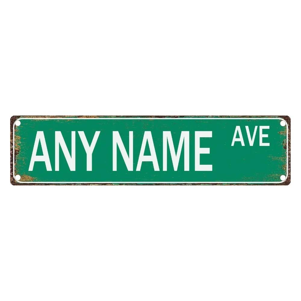 Personalized Retro Street Sign 15.75x3.94in Custom Metal Foil Wall Decor