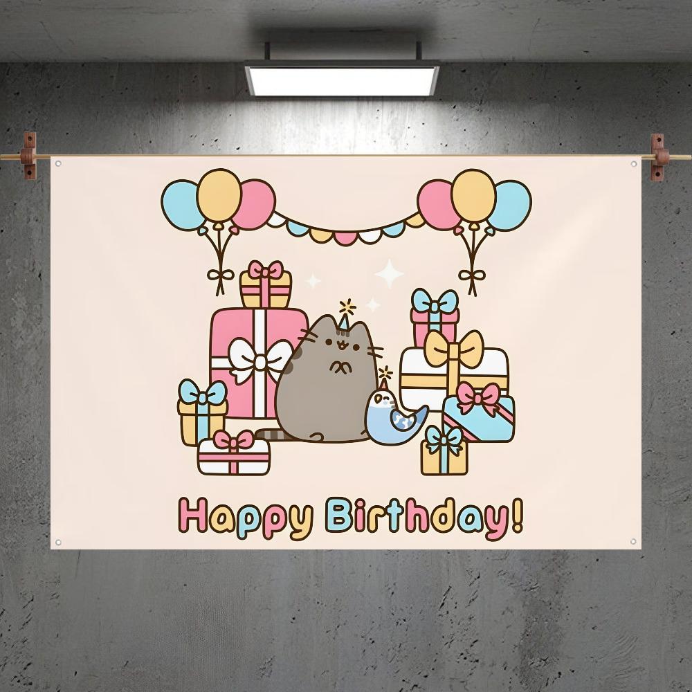 

Happy birthday P-PusheenS Flag Custom Flags Wall Hanging Tapestry Outdoor Decorative flag Background Blanket 60x90cm