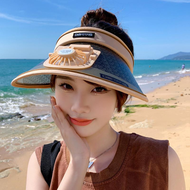 

Summer Sun Protection Hat With Large Brim And Fan For Outdoor Activities