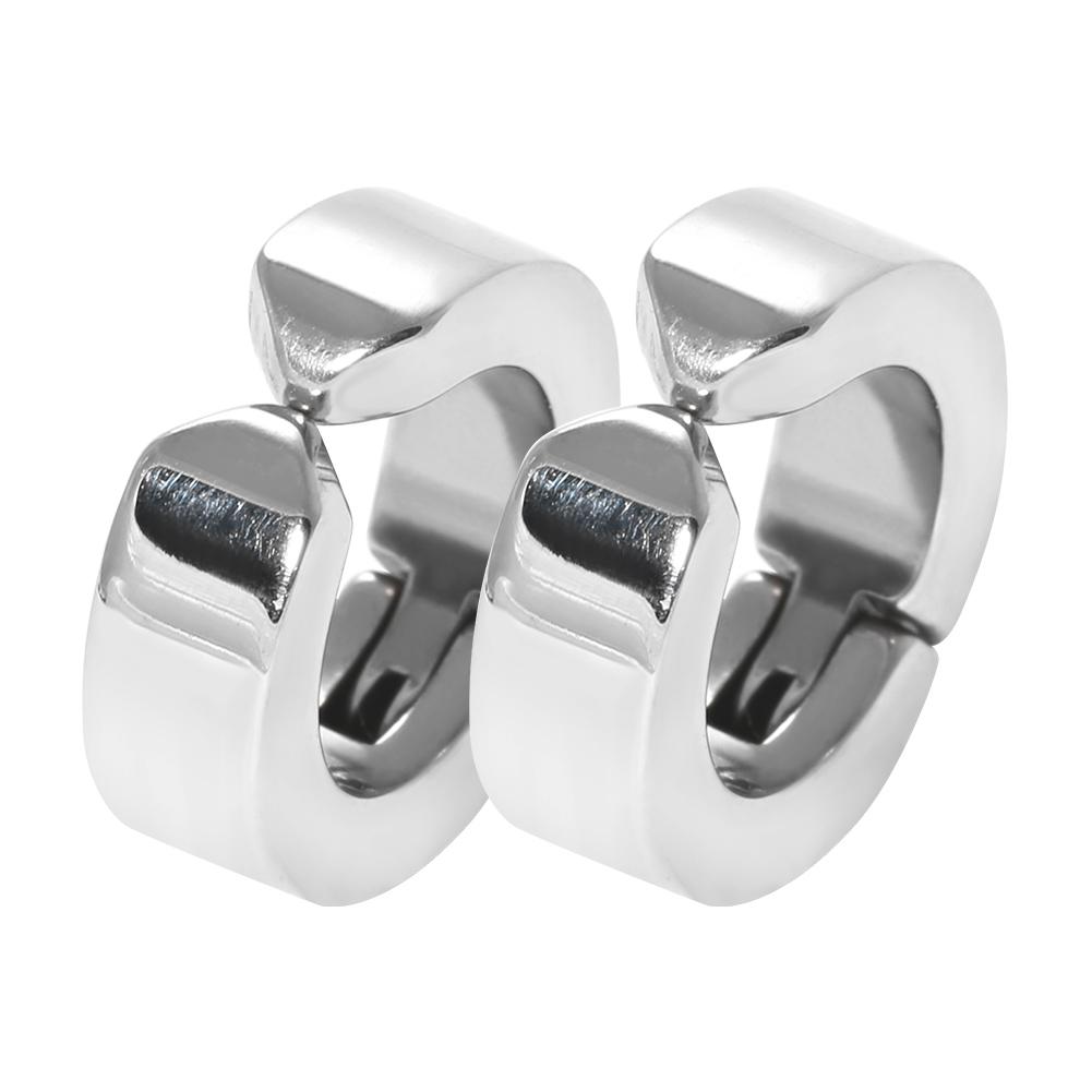 1 Pair Stylish Stainless Steel Ear Clips Earrings Ear Cuff Jewelry Gift (Silver Smooth Surface)