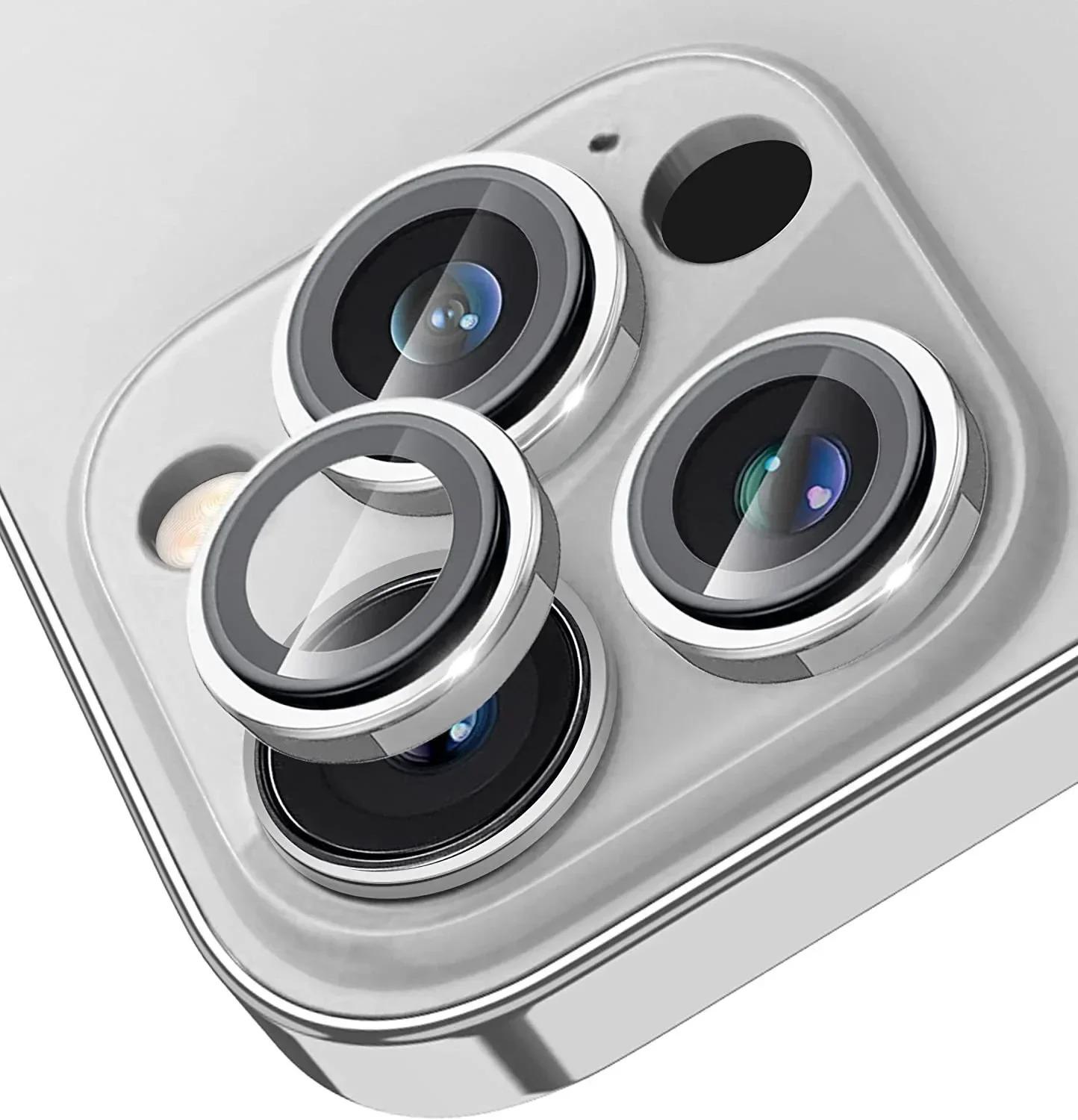 

2 pcs Ultra Thin iPhone 15 Pro Max 115 Plus Lens Cover Film Bubble Free Installation For iPhone15Pro серебряный