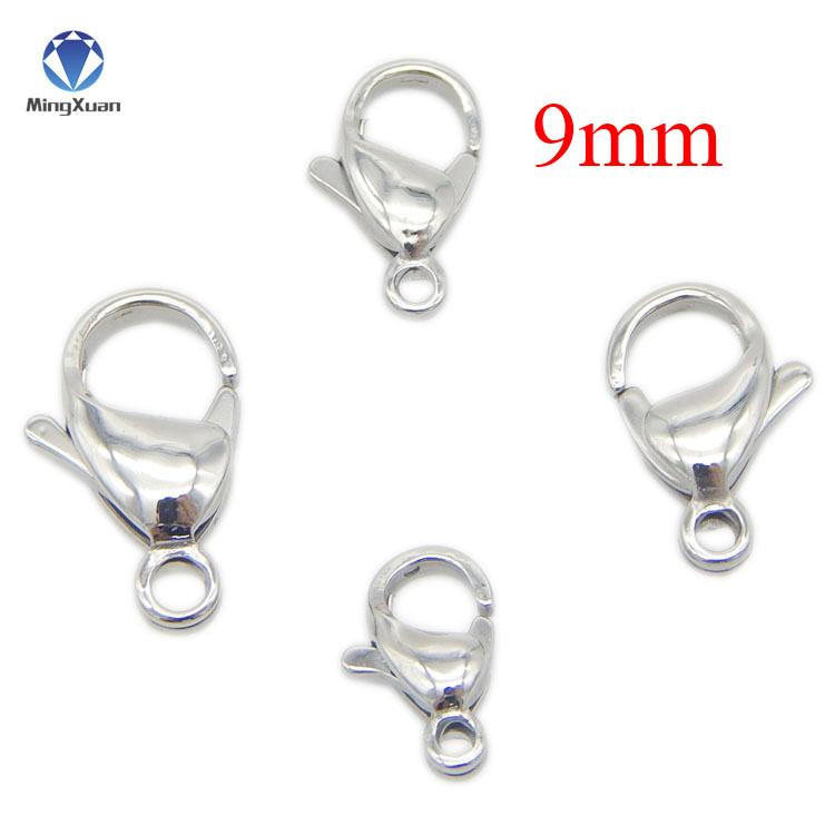 20pcs Stainless Steel Hole 9-15mm Lobster Clasps & Hooks Steel Color Connectors for Jewelry Findings Materials DIY Crafts