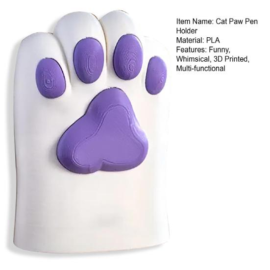 Cat Paw Pen Holder 3D Printed Pet Paw Design Desktop Organizer Makeup Brush Storage Cup for Desk Vanity Workspace Decor