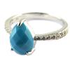 Silver Ring 'Princess Opale' Turquoise White Silver (rhodium Plated)