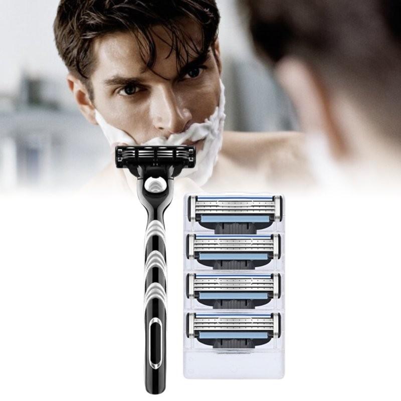 Manual Gillette Men Three Layers Stainless Steel Razor Holder Shave Quick
