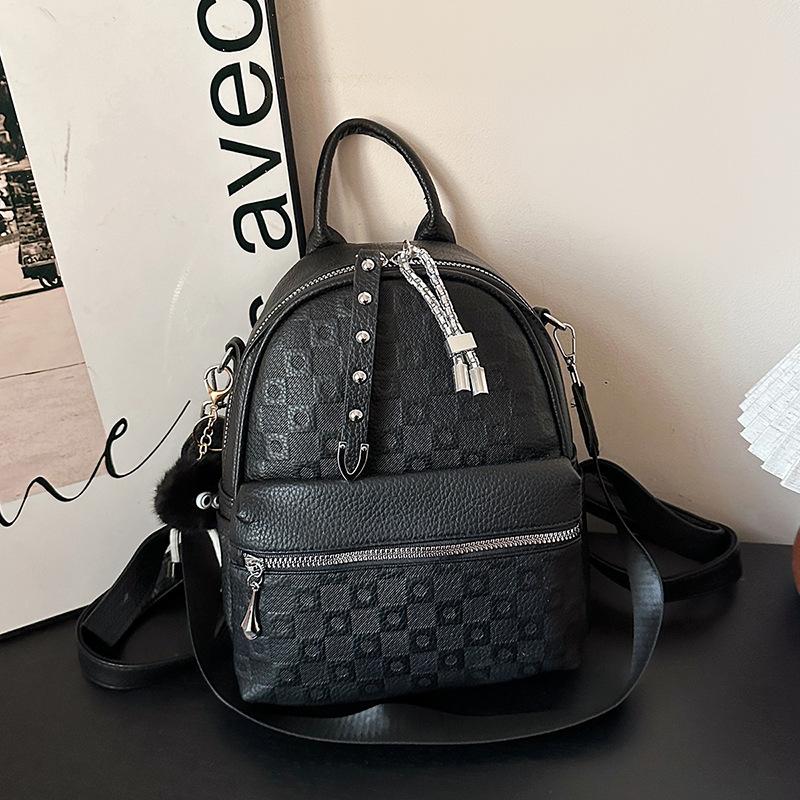Schoolbag Backpack Women's Backpack New Large Capacity Solid Color Backpack Premium Sense Travel Black Fashion Backpack