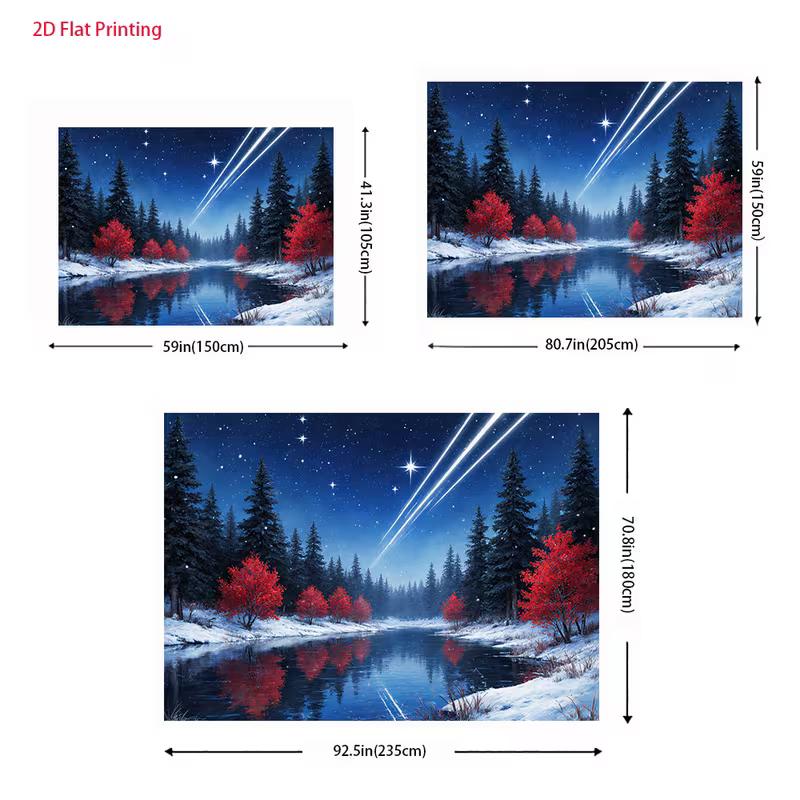 2D Winter Night Sky Shooting Star Tapestry Background Cloth