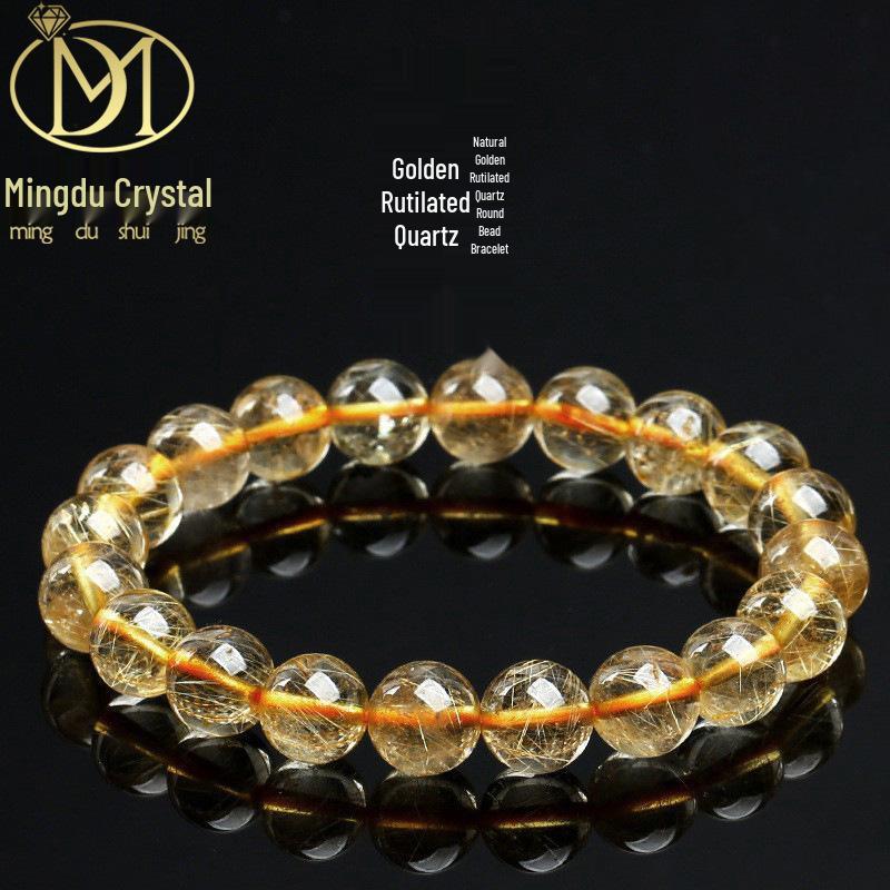Golden Rutilated Quartz Crystal Beads for DIY Jewelry Accessories