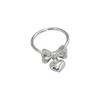 Chic Adjustable S925 Silver Heart Ring With Bow Design For Women Ideal For Everyday Wear