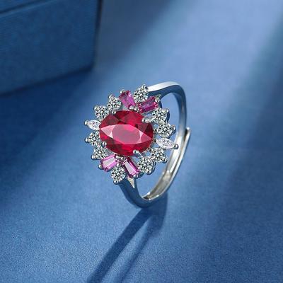Zirkonring Personalisierter Mode Öffnungsanpassung Farbiger Schatzring Damen
