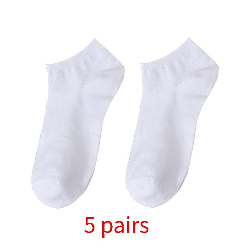 5 Paires Chaussettes Cheville Femme Blanc Noir Chaussettes Femme Respirantes Chaussettes de Sport Couleur Unie Socquettes Chaussettes Confortables en Polyester