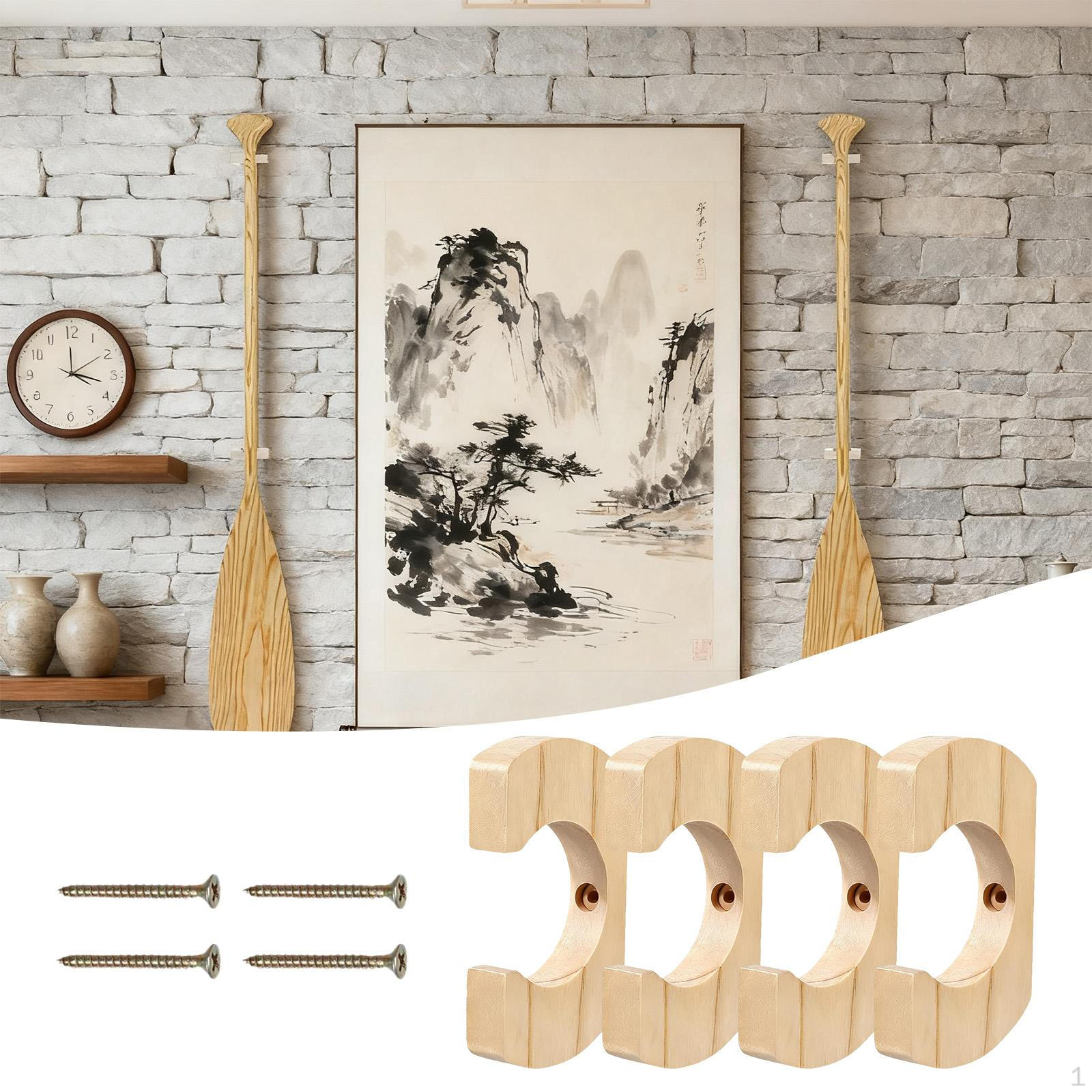 

4x Держатель для весла каяка Держатель Вешалка Деревянный Сверхпрочный Настенный декор Стойка для хранения SUP