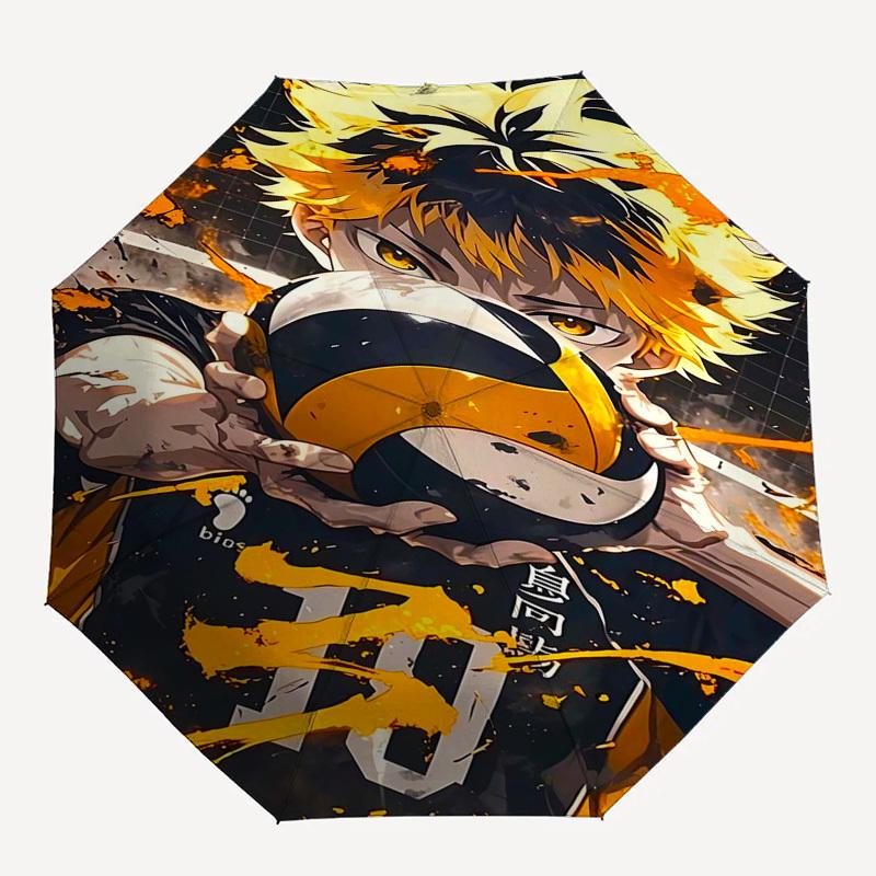 Volleyball, Anime Themed Automatic Opening and Closing Umbrella, Compact Travel Umbrella, Lightweight and Portable, Suitable for Beach Commu