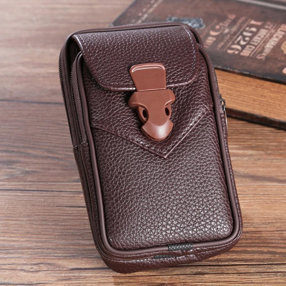 New Belt PU Leather Phone Holder Waist Bag Portable Waterproof Phone Holster Leisure Multifunctional Belt Pouch Daily