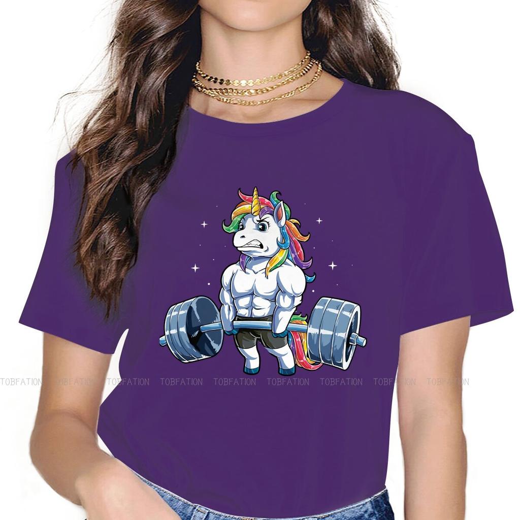 Unicorn Weightlifting Tshirt For Women Bodybuilding Pumping Gym Muscle Training Crossfit Tops Ladies T Shirt Soft Graphic