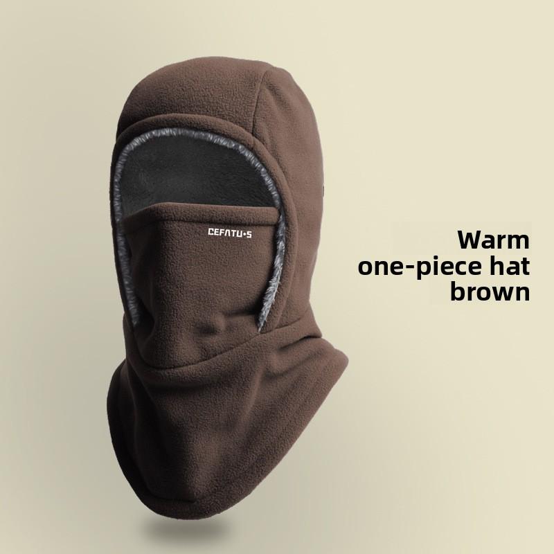 Men's and Women's Autumn and Winter Outdoor Cold Protection, Face and Neck Protection Integrated with Thick Velvet Riding Windproof Face Mask