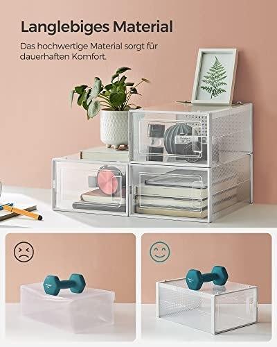 Cutii pentru pantofi, pachet de 8 organizatoare pentru depozitarea pantofilor, pliabile și versatile pentru adidași, transparente și albe