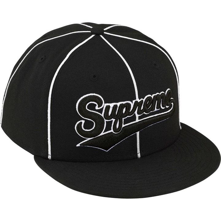 Supreme Piping Script Logo New Era Black 7 3/4