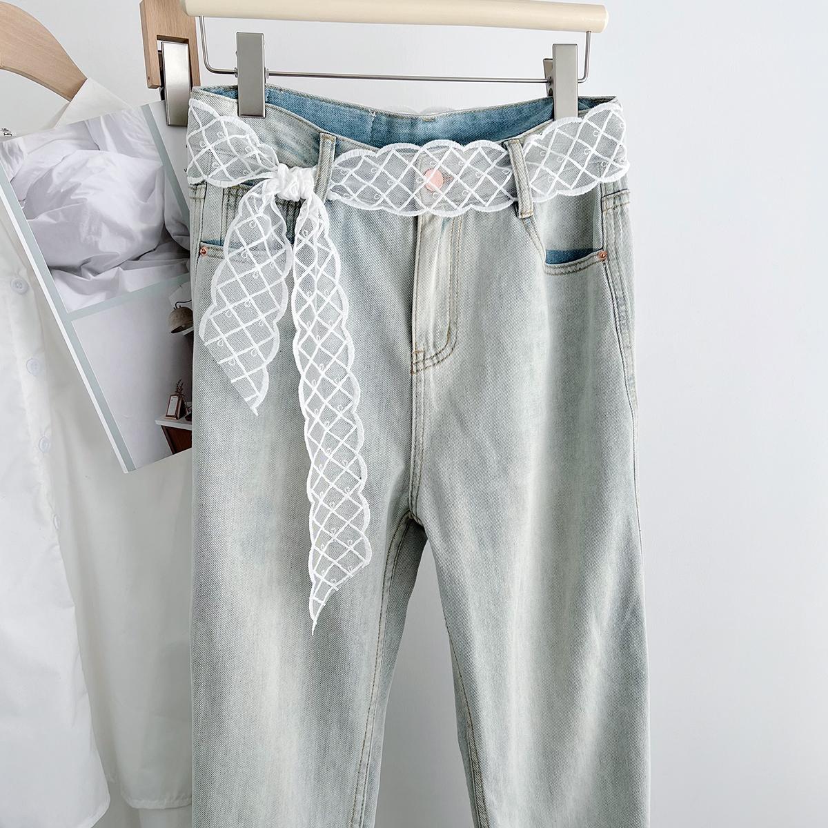 

Korean Version Ins White Lace Silk Scarf Streamer Women S Narrow Version Long Belt Waist Jewelry Multi-Functional Scarf High Sense 140CM