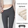 High Waist Warm Fleece-Lined Leggings - Vertical Stripe, Matte, Slimming Cotton for Autumn/Winter