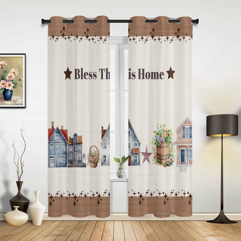 Wood Door Window Curtain Home Decor Curtains for Living Room Bedroom Kitchen Curtain Panel