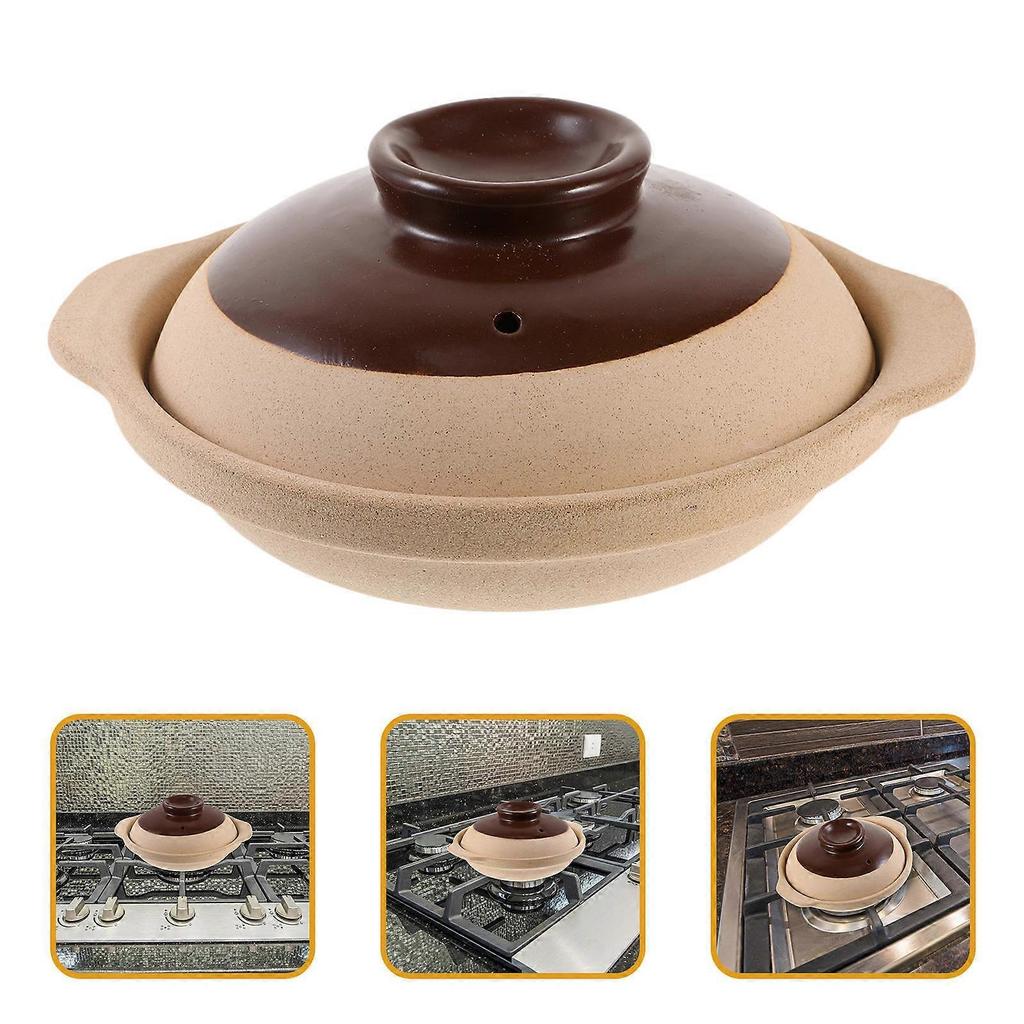 Brown Ceramic Stew Pot for Home Stove Cooking 1Pcs Clay Casserole