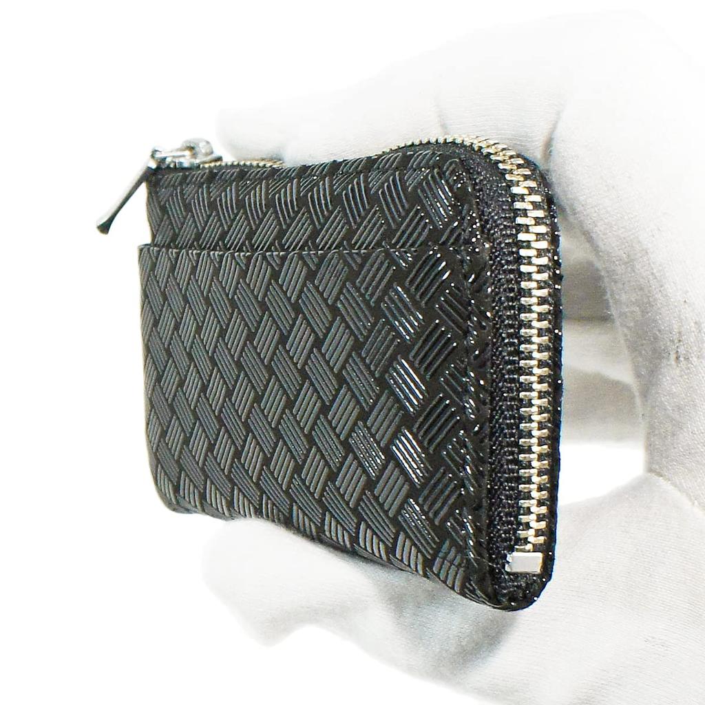 Indenya Inden Coin Purse F Coin Purse 05 Deerskin Black x Black Lacquer Ajiro Knitting Pattern 1005-01-158