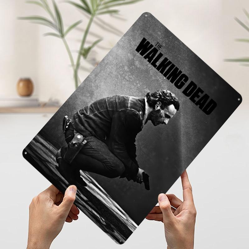 

The Walking Dead Rick Grimes Portrait Printed Poster Customized Wall Art Retro Vintage Metal Tin Signs for Man Cave Wand Deko 7.9x11.8In(20x30cm)