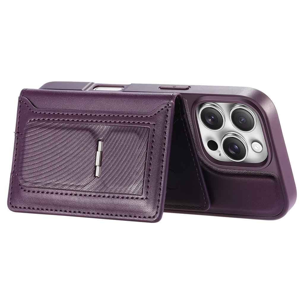 CASENEO For iPhone 16 Pro Max Detachable Magnetic Phone Case with Card Holder Kickstand TPU PU Leather PC Phone Cover Compatible with MagSafe