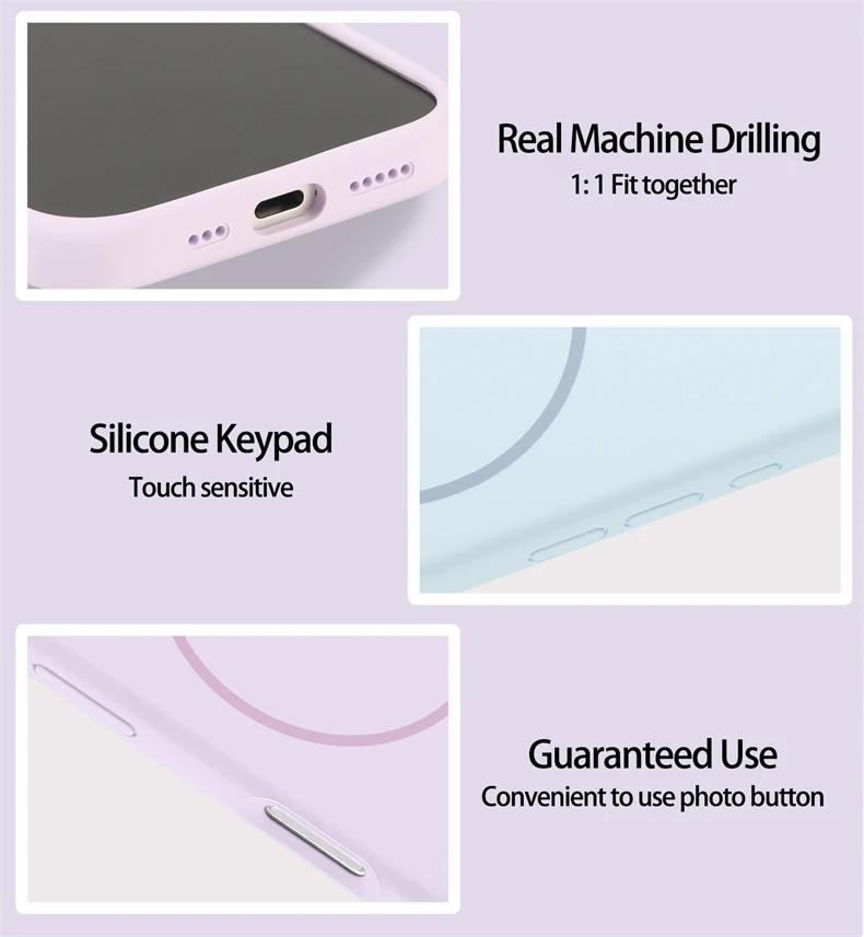 Luxury Liquid Silicone For Magsafe Case For 16 15 14 13 12 Pro Max Plus Magnetic Wireless Charging Soft Cover