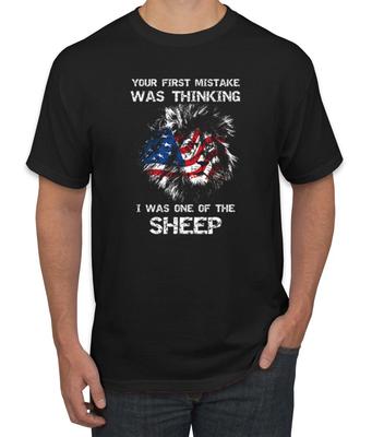 US Flag Lion Your First Mistake Was Thinking I Was One of The Sheep Men T- Shirt