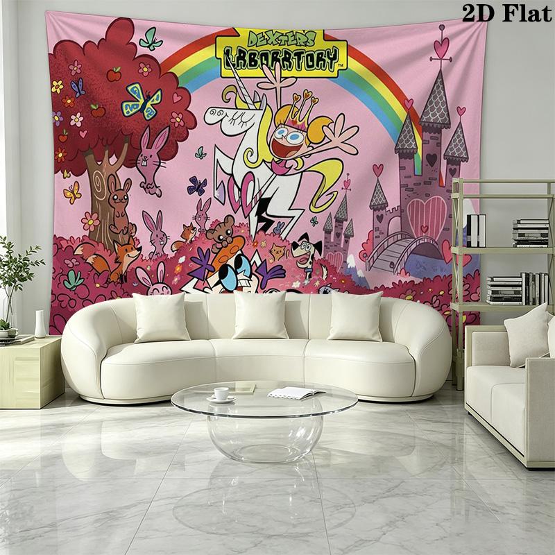 Dexter 's laboratory Wall Tapestry Aesthetic Wall Hanging Printed Fabric Blanket Decorative Tapestries for Bedroom Living Room Home Decor