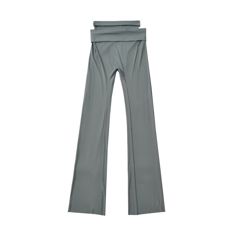 

Za Summer New Arrival Women s Clothing Fashion Style Pure Color Waist Cut Out Cut High Elasticity Silm Casual Pants Gray L