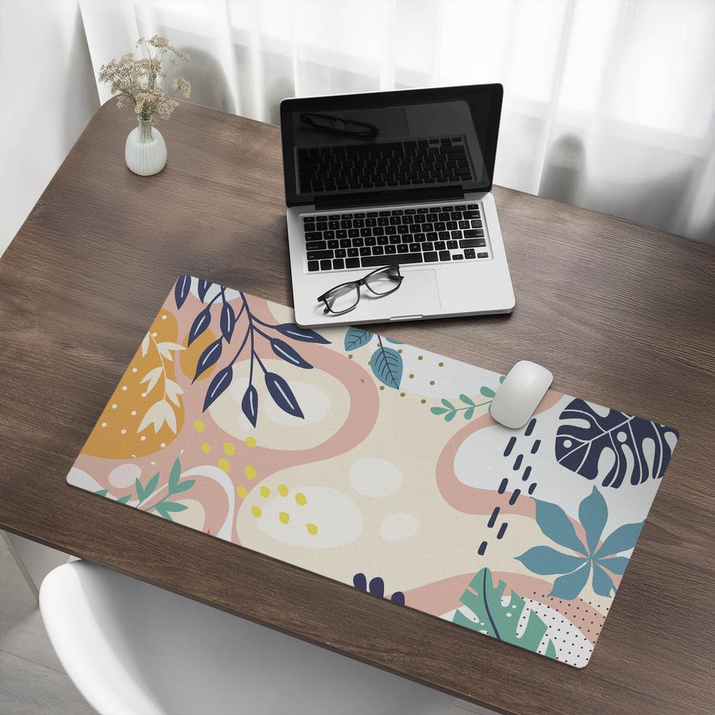 Durable Anti-Slip Desk Mat Leaves and Abstraction 90x45 Cm