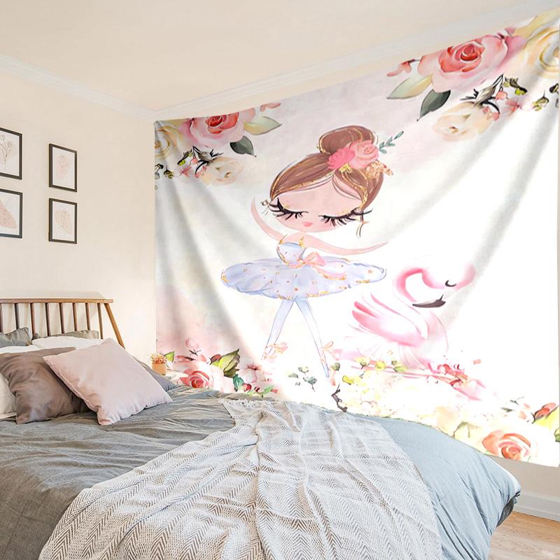 Ballerina In Pink Flowers Tapestry, Unique Design Tapestry, Wall Decor for Bedroom,Livingroom, Playroom,Heartwarming Fan Holiday Gifts