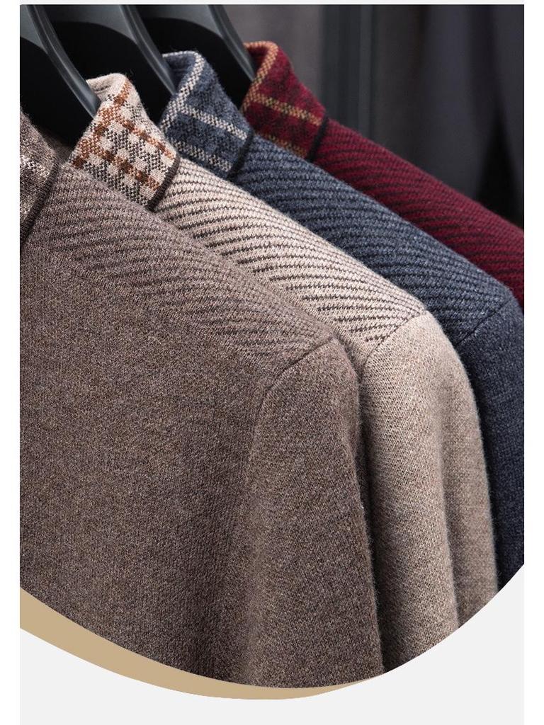 New Arrivals: Men's 100% Pure Wool Thickened Pullover - 400g Winter Sweater for Middle-Aged and Elderly