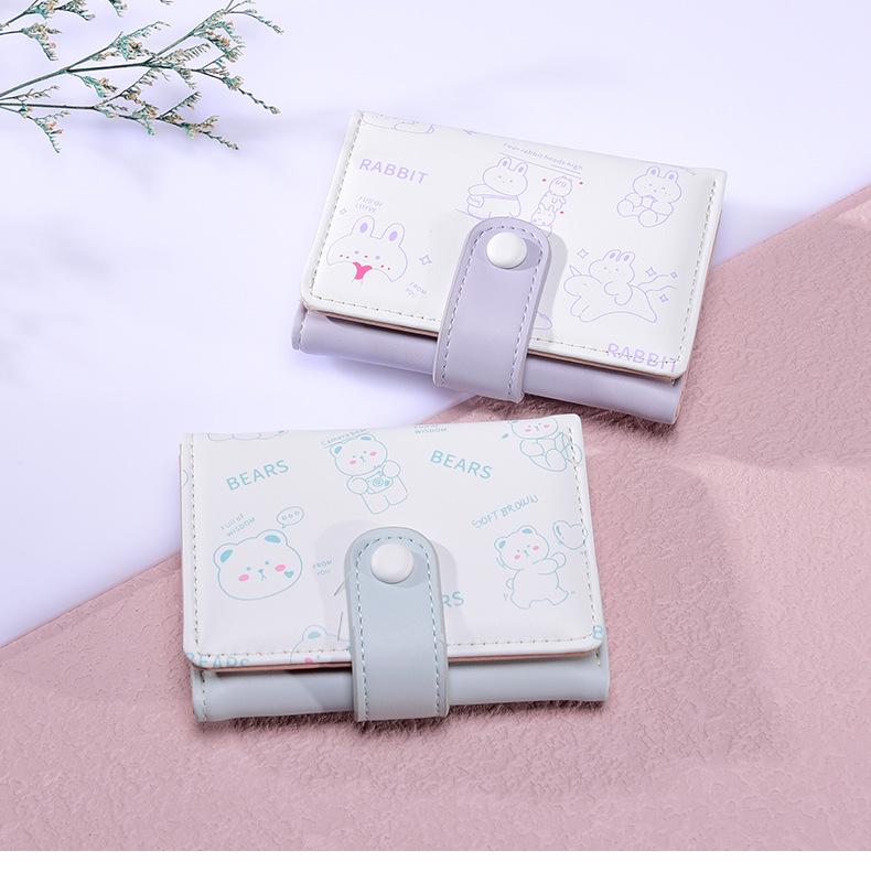 Korean Style Cute Cartoon Ladies' Short Wallet with Multiple Card Slots and Coin Purse