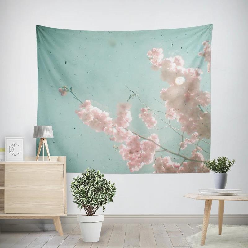 Modern Room Decoration Items Wall Hanging Aesthetic Bedroom Wall Art Large Fabric Tapestry Bohemian Retro Floral Leaves